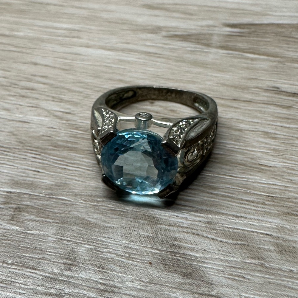 Gorgeous Blue Gemstone Ring Set in .925 Sterling Silver